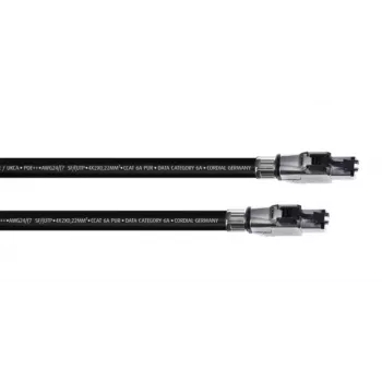 Cordial 15610 RJ45-netværkskabel, patchkabel CAT 6a SF/UTP 2,00 m sort PUR-kappe 1 stk.