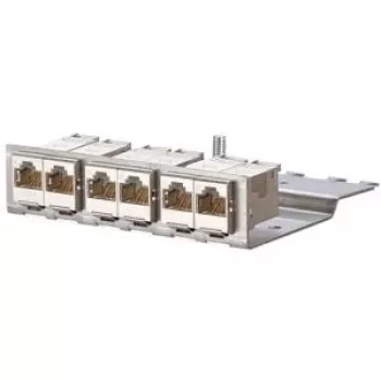 METZCONNECT BTR E-DATmodul 6x88 1U CAT6 patchpanel med 6 skærmede RJ45-moduler, integreret kabelstyring og trækaflastning 130922-03-E