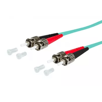 METZ BTR 151J1AOAO10E OpDAT OM3 duplex ST-ST multimode fiber-patchkabel, 1m aqua, LSZH-kappe