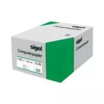 Sigel 08371 endeløst papir til computer, enkeltperforering, grønne linjer, 203 x 375 mm, 60 g/m², 2000 ark