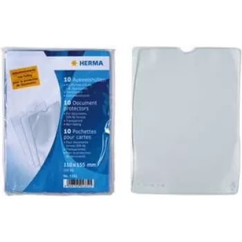 HERMA 1333 transparent polypropylen-dokumentlomme, 155 x 220 mm, rivestærk, dokumentægte, tommelfingerudskæring, 1-pak
