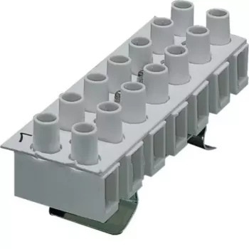 Hager K53 7-Pole Control Line Terminal Block, Screw Connection, DIN Rail Mount, 250V, 24A, Grey
