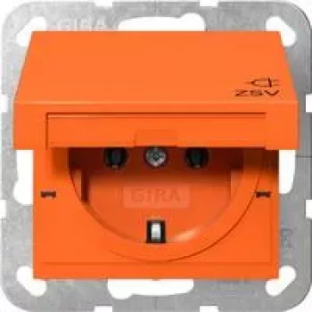 Gira SCHUKO-stikkontakt med klapdæksel, forhøjet berøringsbeskyttelse, orange 4454109