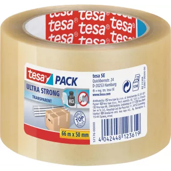 TESA ultra stærk 66 m PVC transparent pakketape (57176)