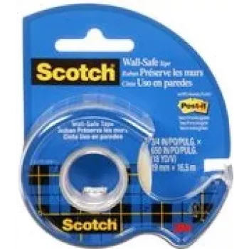 3M Scotch Wall-Safe tape med håndtapeholder, 19mm x 16,5m, transparent, restfrit aftagelig 183-EFDG