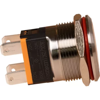 JOY-IT Button22C-02 Trykkontakt med låsefunktion, rød, 240 V AC, 15 A, IP67, IK10, tavleindbygning