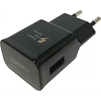 PowerRay PR-TA20EBE EU 2-pin USB-væglader, 5V/2A, sort, bulk