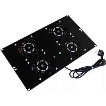 IT-BUDGET tagventilatorenhed til SRK stativskabe - 4 aktive ventilatorer - 640 m³/h - termostat - kontakt - sort (90ITB19SRKXFAN4S)