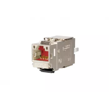 METZ CONNECT C6Amodul K 180° 25G keystone-jack, skærmet, Cat.6A, 25 Gigabit Ethernet, værktøjsfri IDC, zinkstøbegods, GHMT-certificeret 130B21-25-E