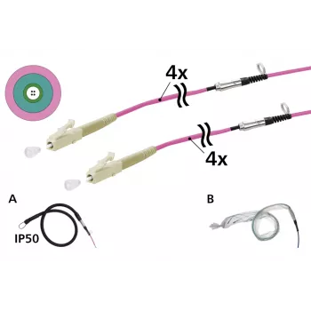 METZ CONNECT OpDAT VIK universal-kabel 4xOM4 LC-LC 50m med trækkehjælp IP50 152U047JJ5050G