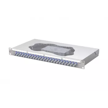 METZ CONNECT 24-port SC-Duplex OS2 Singlemode fiberoptisk splejse-patchpanel, 1U 19 inch rackmontering, lysegrå 150459E224-E