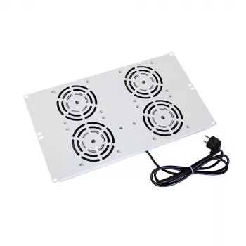 IT-BUDGET Tagventilatorenhed til SRK standskabe - 4 aktive ventilatorer - 640 m³/h - Termostat - Kontakt - lysegrå 90ITB19SRKXFAN4G