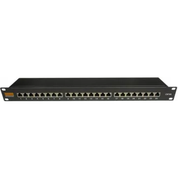 IT-BUDGET 19 inch Business Patch Panel, afskærmet, Cat.6A, 24 port, 1U, PoE+ Ready, integreret støvbeskyttelse, sort (90ITBPP6ASSS)