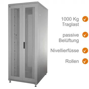 IT-BUDGET 19 inch Server Rack SRK 42U 800x1000 mm Perforated Double Doors Light Grey 90ITB19SRK42810DTGN