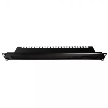 IT-BUDGET 19 inch kabelstyringspanel med børsteliste og aflastningsskinner, 1U, sort 90ITBKDFPKL1HES