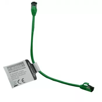IT-BUDGET Cat.8.1 slim patchkabel, S/FTP, 40 Gbps, 2000 MHz, grøn, 0,15 m 90ITBSLIM81PK015GR