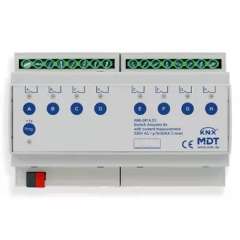MDT AMI-0816.03 KNX kontaktaktor, 8-kanal, 16/20 A, 230 V, 8 TE, DIN-skinne