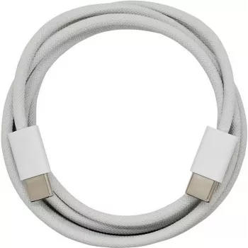 PowerRay USB-C til USB-C data- og ladekabel, 60W PD, nylonflettet, 1m, hvid, bulk 4260357351156