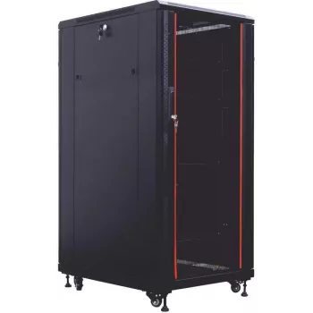 IT-BUDGET 19 inch serverrack SRK - 27U - 800x800 mm - glas-/ståldøre - kabelkanaler - monteret - sort (99ITB19SRK2788GSNM)