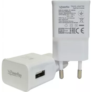 PowerRay lader PR-TA20EWE, EU-specifikation 2-polet med CE, 2000mAH, hvid, bulk (PR-TA20EWE)