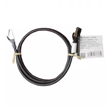 IT-BUDGET Cat.8.1 S/FTP patchkabel, 1m, sort, 40Gbps, 2000MHz, LSZH, PoE+ 90ITBFLEX81PK1S