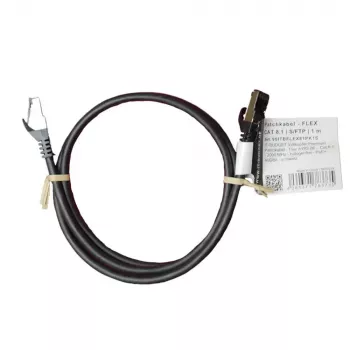 IT-BUDGET Cat.8.1 S/FTP patchkabel, 1m, sort, 40Gbps, 2000MHz, LSZH, PoE+ 90ITBFLEX81PK1S