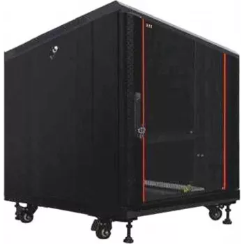 IT-BUDGET 19 inch serverrack SRK, 12U, 600x1000 mm, glasdør foran, ståldør bag, flatpack, sort 90ITB19SRK12610GSN
