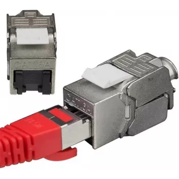 IT-BUDGET RJ45 Business Keystone-modul Cat.6A skærmet værktøjsfri Small Form Factor med støvbeskyttelsesklap PoE+ (90ITBKM6ASS)