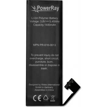 PowerRay batteri PR-616-0613 til iPhone 5, 1440 mAh, Bulk