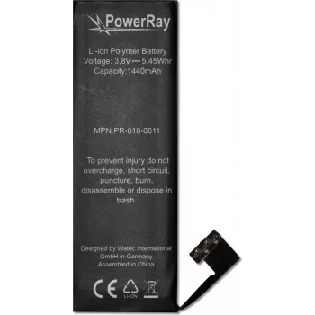 PowerRay batteri PR-616-0611 til iPhone 5, 1440 mAh, Bulk