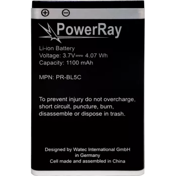 PowerRay batteri PR-BL5C til Nokia E50, N70, N91, 6600, 1100 mAh, Bulk