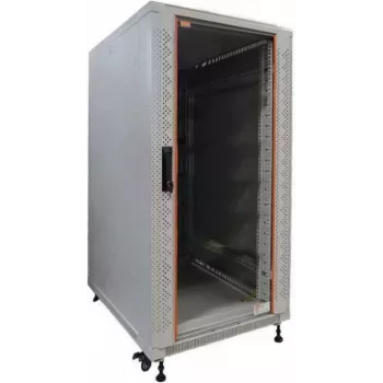 IT-BUDGET 19 inch netværksskab SRK - 22U - 600x600 mm - glas-/ståldør - flatpack - lysegrå 90ITB19SRK2266GGN
