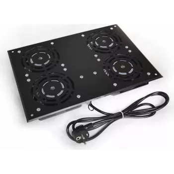IT-BUDGET ventilatorenhed til SRK stativskabe - 4 aktive ventilatorer - 640 m³/h luftstrøm - termostat - kontakt - sort (90ITB19SRKFAN4S)