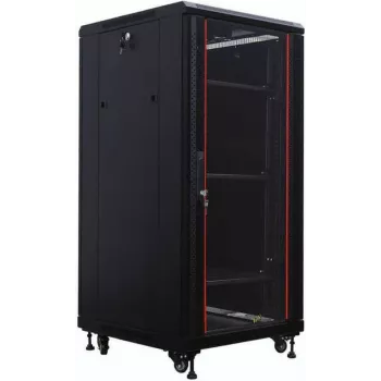 IT-BUDGET 19 inch netværksskab SRK - 27U - 600x600 mm - glas-/ståldør - flatpack - sort (90ITB19SRK2766GSN)