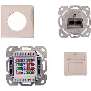 IT-BUDGET Cat.6A Shielded Flush-Mount Network Data Outlet, 2 x RJ45, Pure White, PoE+ 90ITBDDRW