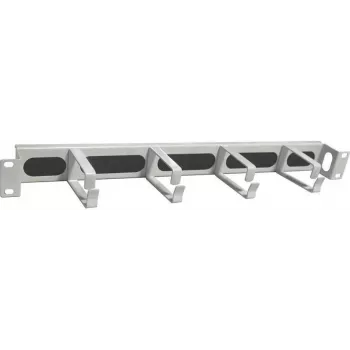 IT-BUDGET 1U 19 inch kabelstyringspanel med børsteliste og 4 bagmonterede metal-kabelclips, lysegrå 90ITBKDFPMBV1HEG