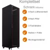 IT-BUDGET 19 inch netværksskab SRK komplet sæt 42U 600x600 mm glas-/ståldør 4 blæsere PDU hylder formonteret sort 99ITB19SRK4266GSM
