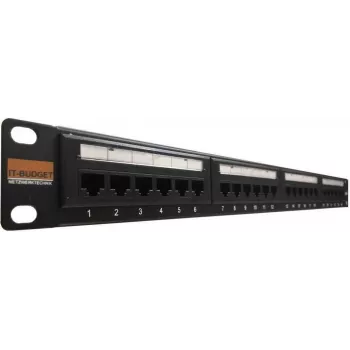 IT-BUDGET 19 inch patchpanel - 24 port - Cat.6 - 250MHz - uskærmet - 1U - sort (90ITBPP6US)