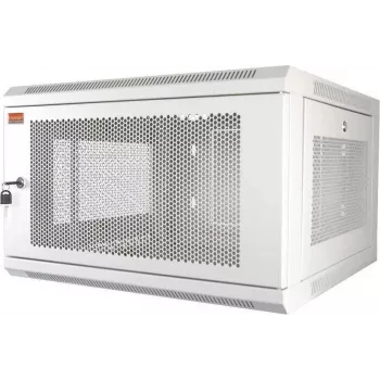IT-BUDGET 19 inch vægmonteret netværksskab 6U, 570x600 mm, perforeret front og sider, aftagelige sidepaneler, hvid 90ITB19MSR666TW