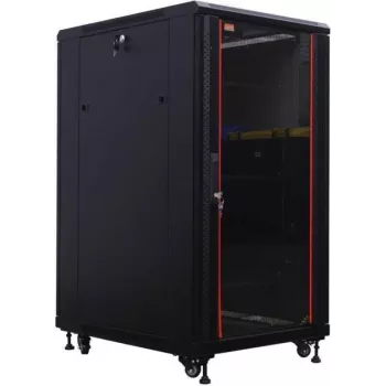 IT-BUDGET 19 inch serverrack SRK - 27U - 800x1000 mm - glas-/ståldør - kabelkanaler - monteret - sort 99ITB19SRK27810GSNM