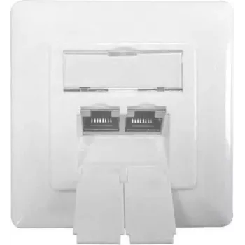 IT-BUDGET Network Data Outlet 2x RJ45 Female Cat.6A Shielded Light White Flush-Mount Horizontal PoE+ 90ITBDDSW