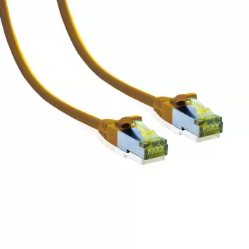 IT-BUDGET Premium fuldkobber patchkabel Cat.6A med Cat.7 rå kabel 600 MHz halogenfri PoE+ 10Gbit gul 0,25 m 90ITB6A7PK025Y