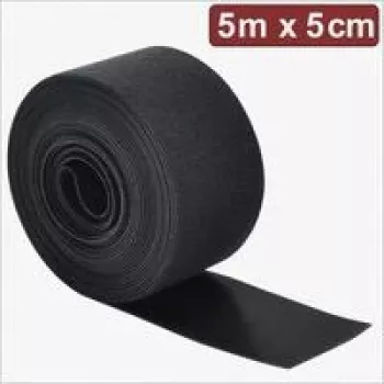 Quadrios 24CA310 Hook and Loop Fastener Strap, 5 m x 5 cm, Black, Reusable Cable Ties for Bundling and Cable Management