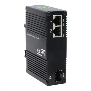 EXSYS EX-60344 2-port PoE++ mediekonverter 90W, SFP, -40°C til +80°C