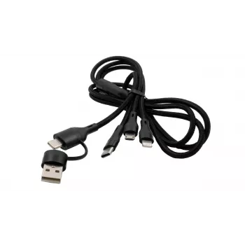 EXSYS EX-K1404 2-in-1 to 3-in-1 USB-C/A to USB-C/Micro B/Lightning Nylon Braided Multi Charging & Data Cable, 1.2m, Black