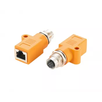 EXSYS EX-49501 industriel M12 A-kodet 8-polet hunstik til RJ45-hunstik-adapter, Gigabit Ethernet, IP67