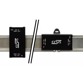 EXSYS EX-1502HMVS industriel 1-port USB-C 3.2 Gen 1 til USB-A adapter med 15KV ESD-overspændingsbeskyttelse, DIN-skinne-montering, 9-48V DC