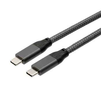 EXSYS EX-K1596-1.0 USB-C til USB-C-kabel, USB 3.2 Gen 2x2, 20 Gbps, 100W PD, flettet grå, 1,0m