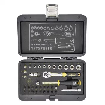 C.K Tools T4660 36-Piece 1/4 inch Drive Metric Socket Set with 72-Tooth Ratchet and Bits