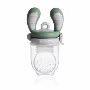Kidsme Food Feeder Large grå - baby frugt- & grøntsagsnibbler, 6+ måneder, silikonepose, BPA-fri